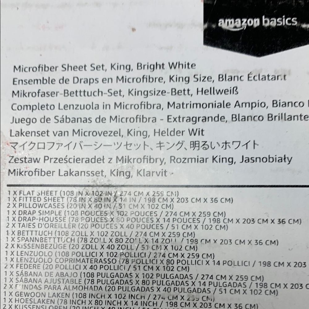 Amazon basics microfibre king sheet set, bright white